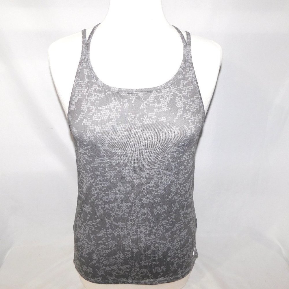 Asics Gray White Pattern Activewear Sports strappy Tank Top Women's XS